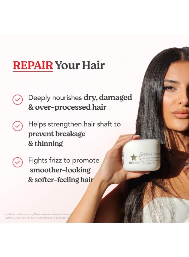 HAIRtamin Hair Conditioner - Biotin & Botanicals deep Conditioning Mask for Dry, Damaged, Bleached Hair Repair, Moisturizing Hair Treatment for Curly Hair, 8 Fl Oz - Image 2