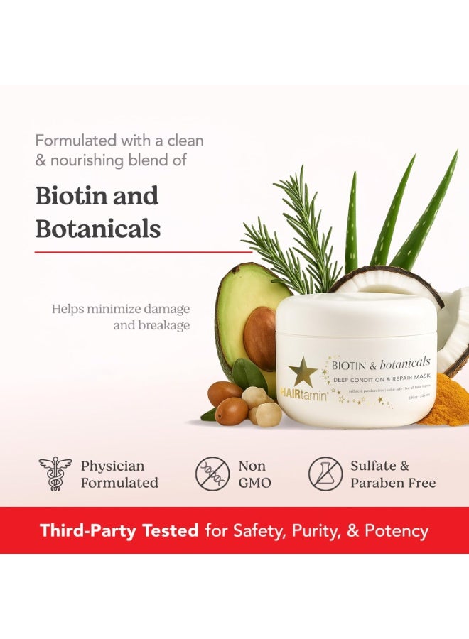 HAIRtamin Hair Conditioner - Biotin & Botanicals deep Conditioning Mask for Dry, Damaged, Bleached Hair Repair, Moisturizing Hair Treatment for Curly Hair, 8 Fl Oz - Image 3