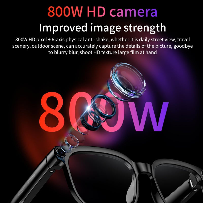 لقمات إلكترونيات Lokmat M02S Smart Glasses, 8MP Camera Video Recording, Meeting Recording, HD Bluetooth Calls and Voice Assistant, Matte Black - Image 4