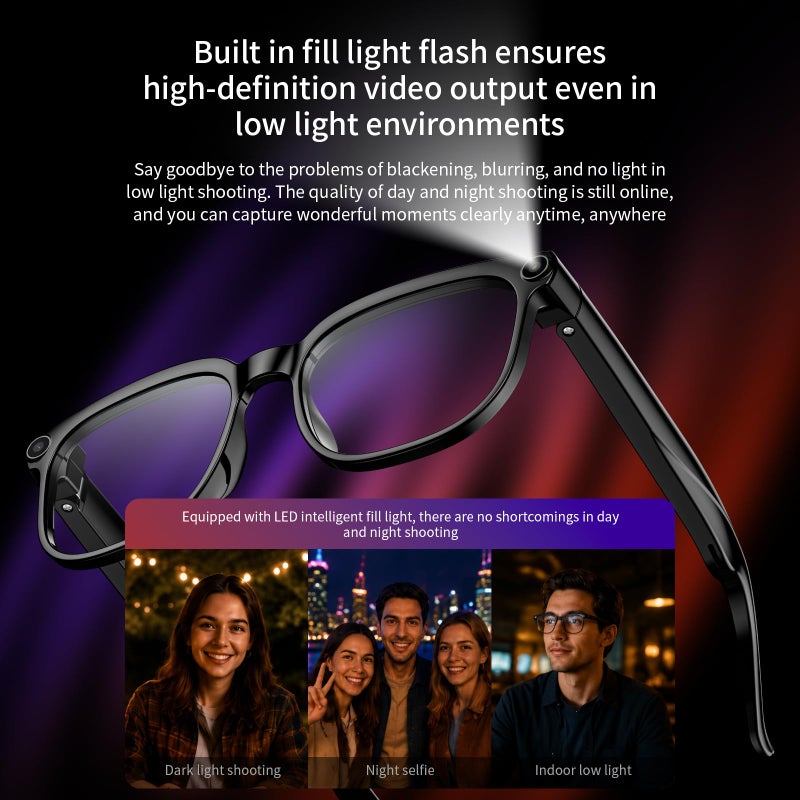 لقمات إلكترونيات Lokmat M02S Smart Glasses, 8MP Camera Video Recording, Meeting Recording, HD Bluetooth Calls and Voice Assistant, Matte Black - Image 5