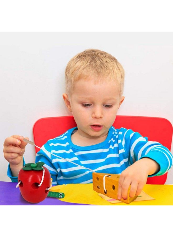 Sealive Early Development Toys Wooden Lacing Toys Montessori Activity Caterpillars Eat Apple And Kids Cheese Toys Children Learning Educational Wood Block Puzzles Toy For Toddlers Boys Girls  - Image 4
