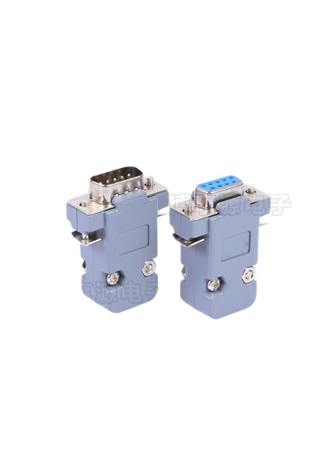 Generic - Db9 Male Connector 2 Row 9 Pin Female Connector DB9 Connector RS232/485 Welding Connector Serial Oral PLC Connector Plug-Color:Male Headband Nut - Image 1