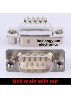 Db9 Male Connector 2 Row 9 Pin Female Connector DB9 Connector RS232/485 Welding Connector Serial Oral PLC Connector Plug-Color:Male Headband Nut