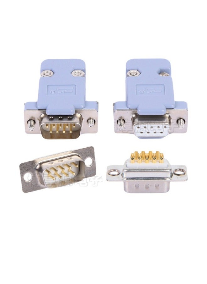 Generic - Db9 Male Connector 2 Row 9 Pin Female Connector DB9 Connector RS232/485 Welding Connector Serial Oral PLC Connector Plug-Color:Male Headband Nut - Image 1