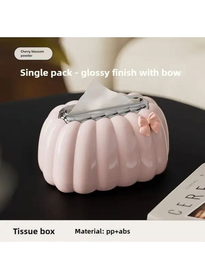 صندوق المناديل الأبيض المستدير مع ربطة وردية حامل بلاستيكي متين للحمام والمطبخ - Image 5