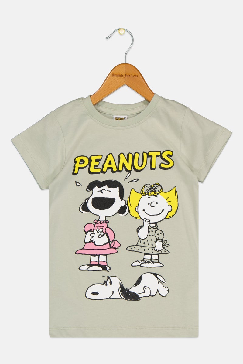 Peanuts Kids Boy Graphic Print Short Sleeve T-Shirt, Sage Green - Image 2