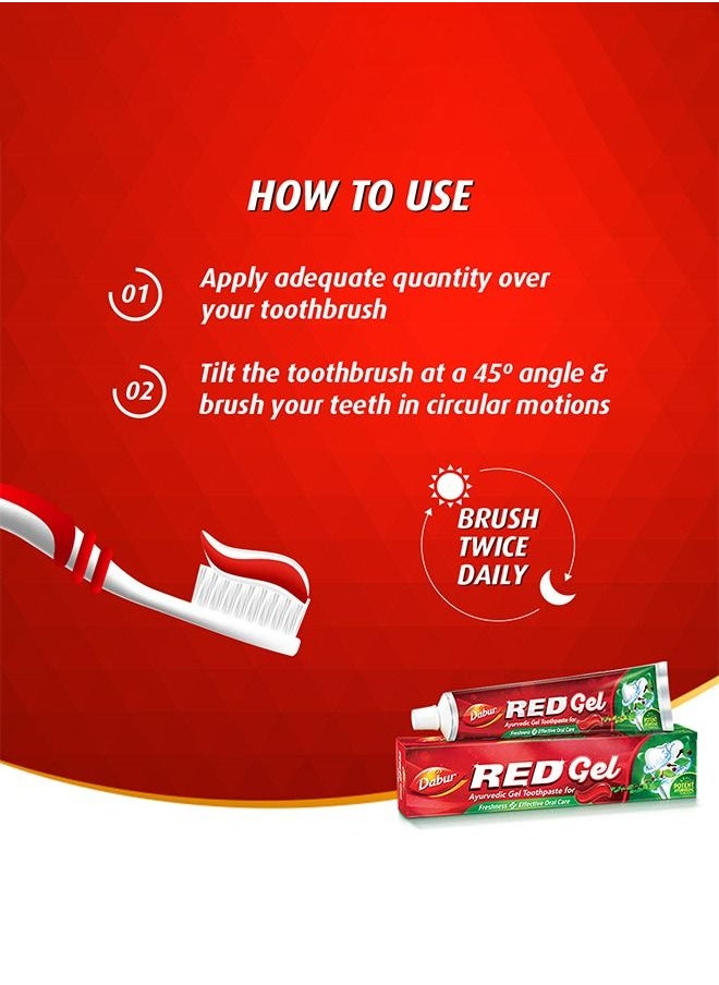 Dabur Red Gel Ayurvedic Toothpaste for Teeth & Gums | Enriched with Potent Ayurvedic Ingredients | For Healthy Gums & Strong Teeth - 150g