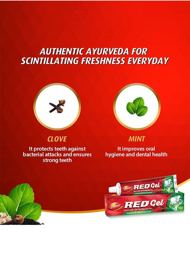 Dabur Red Gel Ayurvedic Toothpaste for Teeth & Gums | Enriched with Potent Ayurvedic Ingredients | For Healthy Gums & Strong Teeth - 150g
