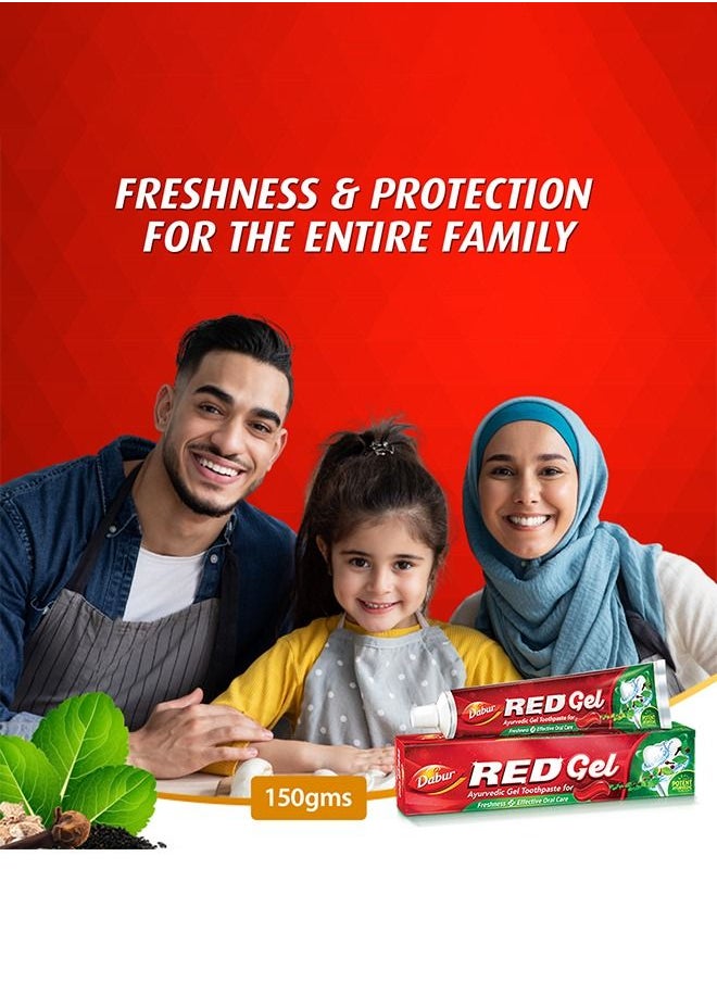 Dabur Red Gel Ayurvedic Toothpaste for Teeth & Gums | Enriched with Potent Ayurvedic Ingredients | For Healthy Gums & Strong Teeth - 150g