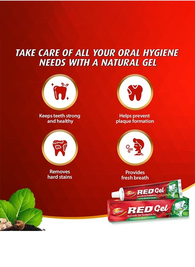 Dabur Red Gel Ayurvedic Toothpaste for Teeth & Gums | Enriched with Potent Ayurvedic Ingredients | For Healthy Gums & Strong Teeth - 150g