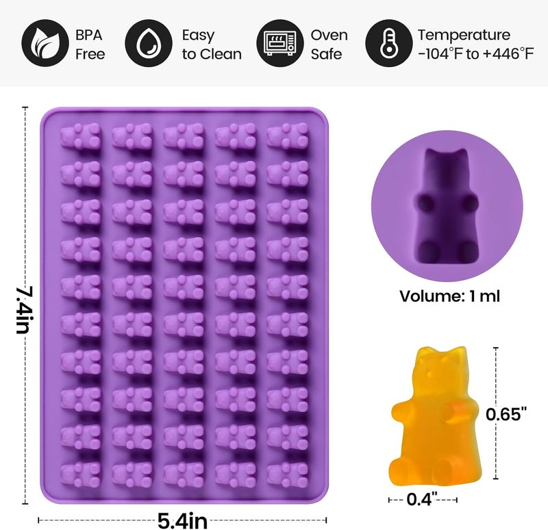 CAKETIME Gummy Molds Bear Candy Silicone - Mini Size Chocolate Gummy Molds with 2 Droppers Nonstick Food Grade Silicone Pack of 4 - Image 2