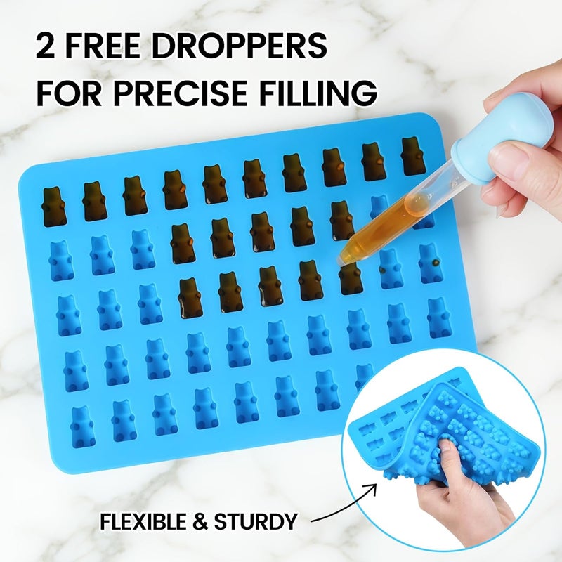 CAKETIME Gummy Molds Bear Candy Silicone - Mini Size Chocolate Gummy Molds with 2 Droppers Nonstick Food Grade Silicone Pack of 4 - Image 4
