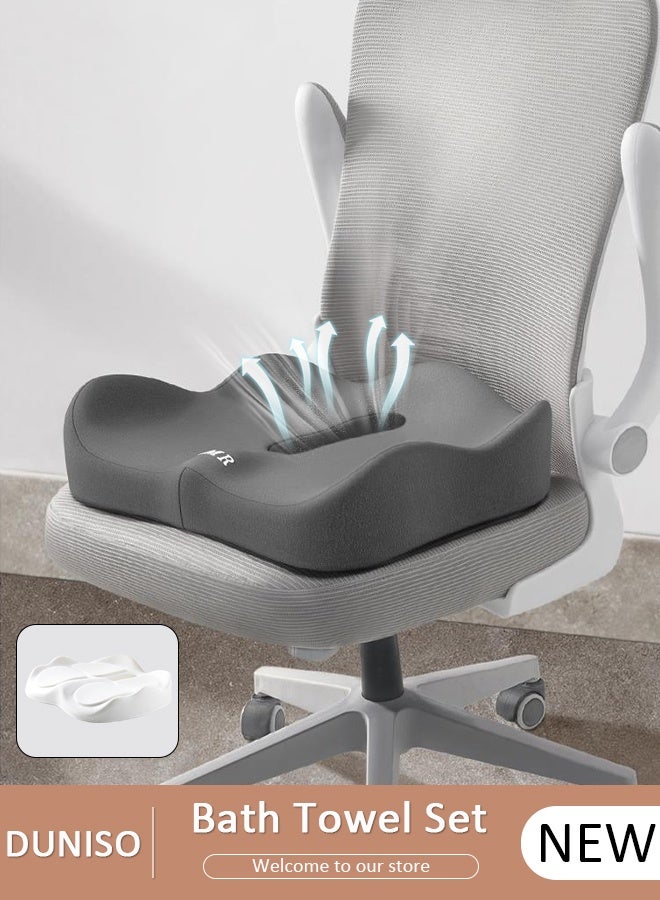 DUNISO Memory Foam Seat Cushion for Long Sitting, Chair Cushion for Sciatica and Lower Back Pain Relief, Comfortable Coccyx Cushion for Home Office Chair Pad, Car Seat, Wheelchair - Image 1