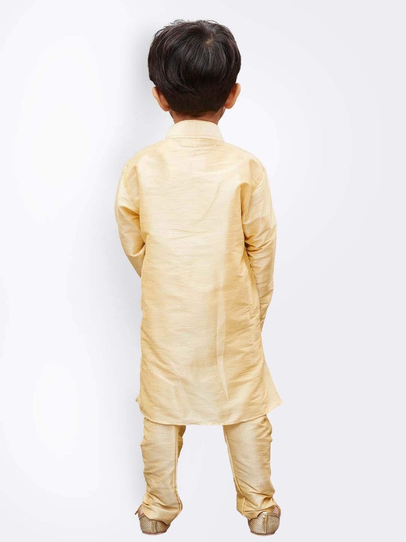 JBN Creation Boys Silk Blend Gold Kurta Pyjama Set - Ethnic Elegance for Festivals | Comfortable Traditional Comfortable Full Sleeves Kurta Pyjama for Kids_VASBKGO001nPGO_20 - Image 5
