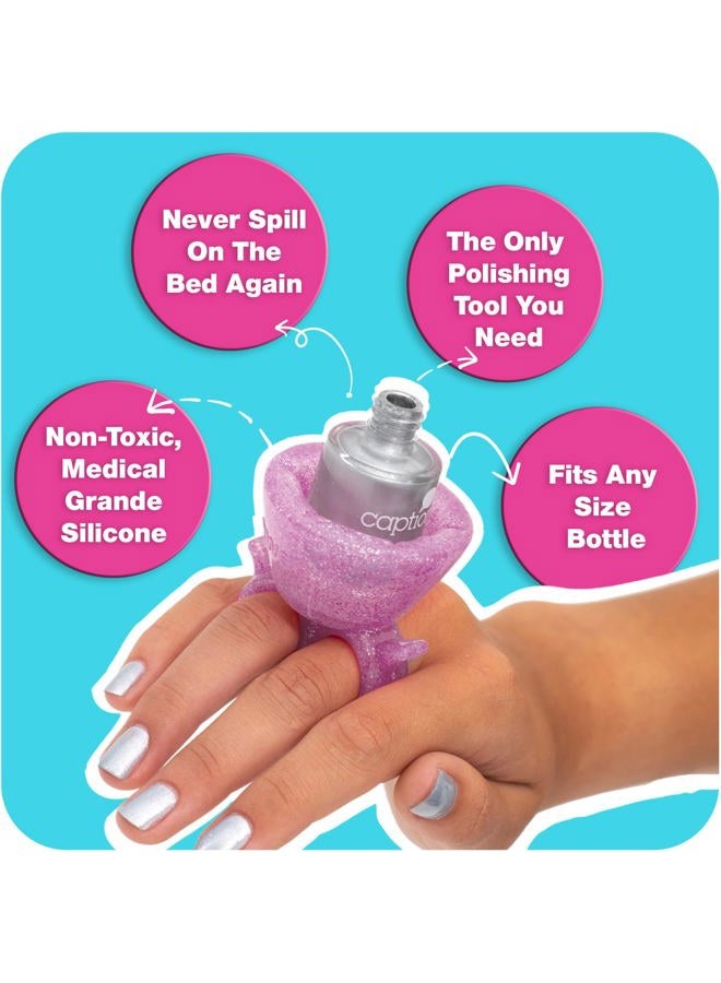 Tweexy Wearable Nail Polish Holder Ring - Ideal Gift for Teenage Girls - Nail Polish Holder Stand for Manicure & Pedicure, Fingernail Painting - Nail Polish Accessories (Opal Sparkle) - Image 3