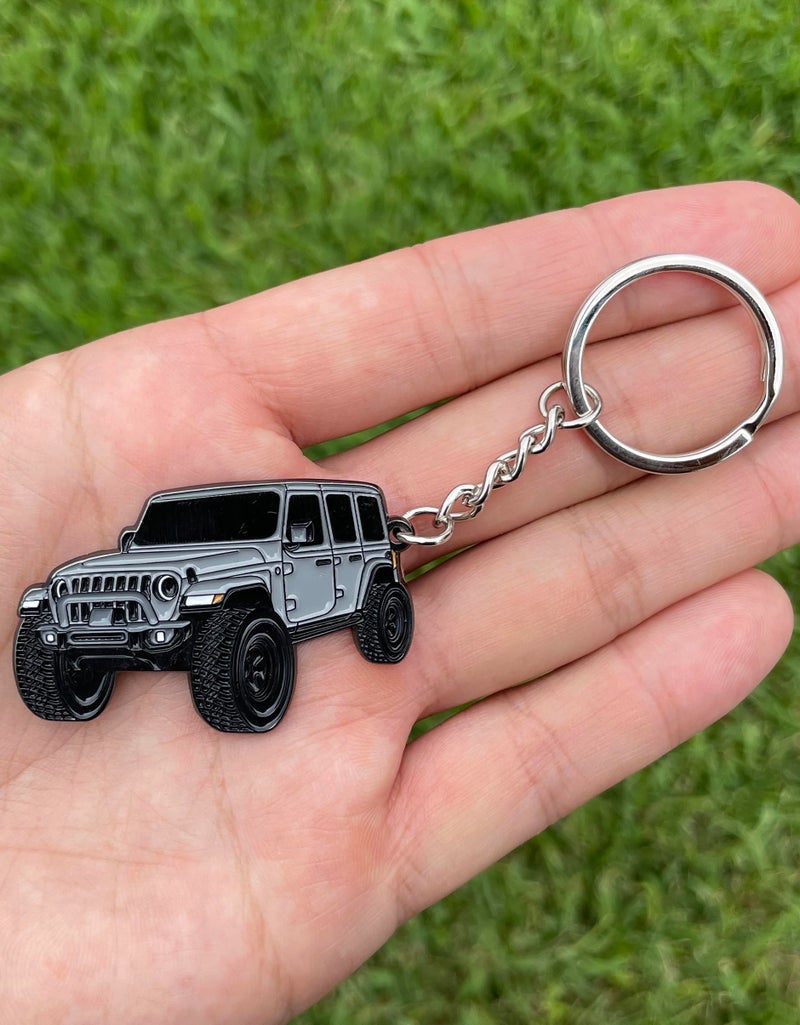 FOUR WHEEL BEAST Jeep Wrangler Keychain - Officially Licensed Jeep Rubicon Accessories JL Key Chain JKU 2024 2023 (Sting-Gray/Silver) - Image 2