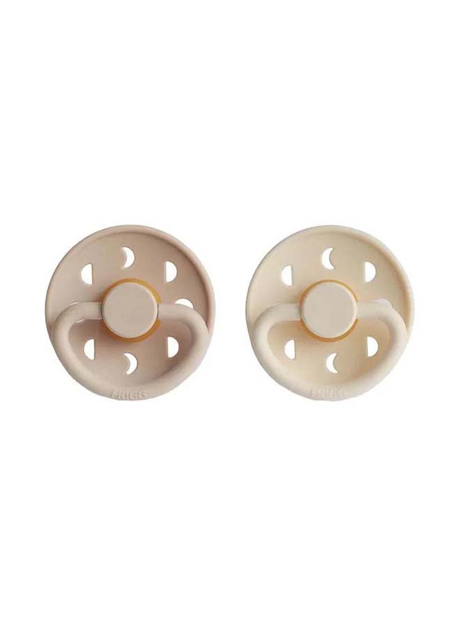 FRIGG Moon Phase Latex Baby Pacifier 6-18M 2-Pack Cream/Croissant - Size 2