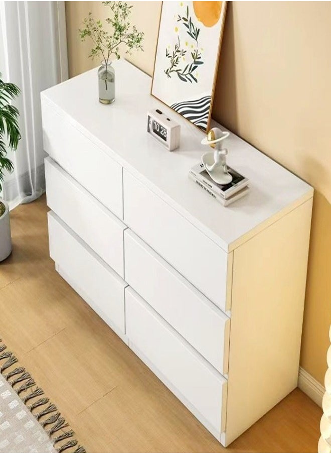 fashionhome - Multifunction Modern Style Invisible Handle Design Wooden Chest of 6 Drawers Ample Storage Rack Display Rack Table for Bedroom Living Room Home Furniture 80 x 40 x 73 cm - Image 1