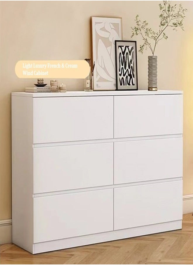 fashionhome - Multifunction Modern Style Invisible Handle Design Wooden Chest of 6 Drawers Ample Storage Rack Display Rack Table for Bedroom Living Room Home Furniture 80 x 40 x 73 cm - Image 1