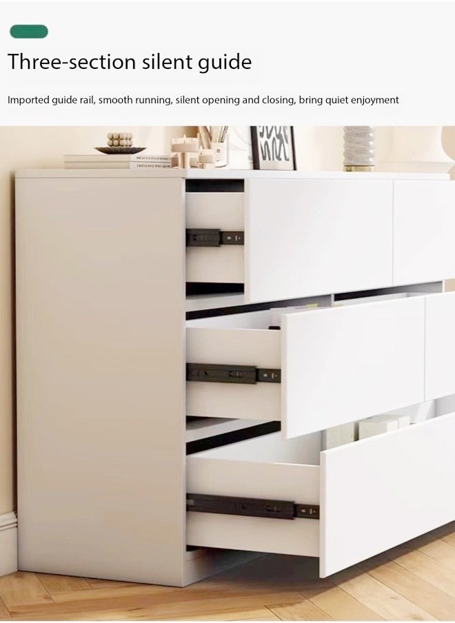 fashionhome - Multifunction Modern Style Invisible Handle Design Wooden Chest of 6 Drawers Ample Storage Rack Display Rack Table for Bedroom Living Room Home Furniture 80 x 40 x 73 cm - Image 1