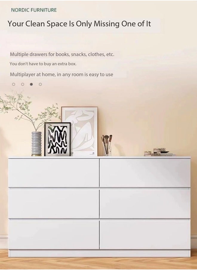 fashionhome - Multifunction Modern Style Invisible Handle Design Wooden Chest of 6 Drawers Ample Storage Rack Display Rack Table for Bedroom Living Room Home Furniture 80 x 40 x 73 cm - Image 1