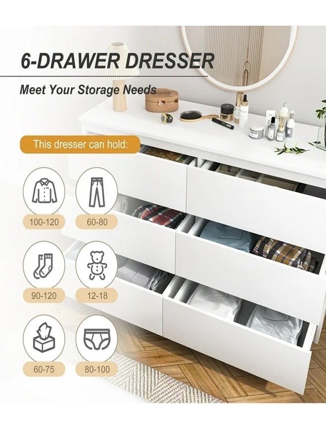 fashionhome Multifunction Modern Style Invisible Handle Design Wooden Chest of 6 Drawers Ample Storage Rack Display Rack Table for Bedroom Living Room Home Furniture 80 x 40 x 73 cm  - Image 4