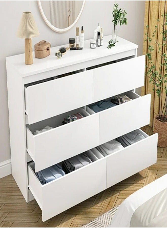 fashionhome Multifunction Modern Style Invisible Handle Design Wooden Chest of 6 Drawers Ample Storage Rack Display Rack Table for Bedroom Living Room Home Furniture 80 x 40 x 73 cm  - Image 3