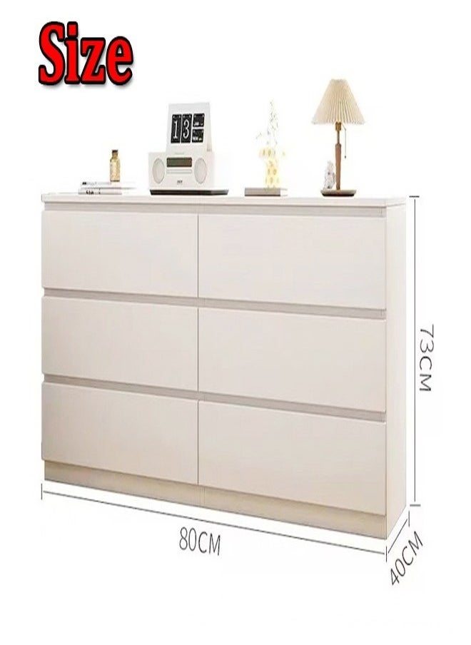 fashionhome - Multifunction Modern Style Invisible Handle Design Wooden Chest of 6 Drawers Ample Storage Rack Display Rack Table for Bedroom Living Room Home Furniture 80 x 40 x 73 cm - Image 1