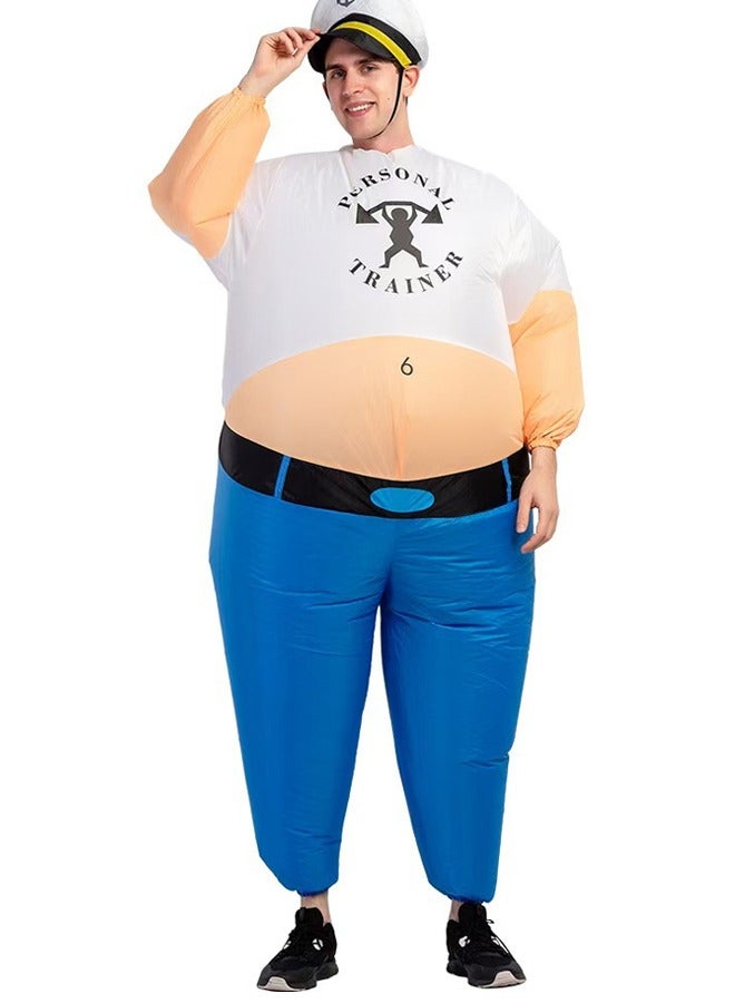 زي المدرب قابل للنفخ للبالغين - انفجر بدلة التمرين - سريع التضخم مع مروحة مدمجة ، 190T بوليستر - لعيد الهالوين ، واللياقة البدنية ، والكوسبلاي والصالة الرياضية - Image 2