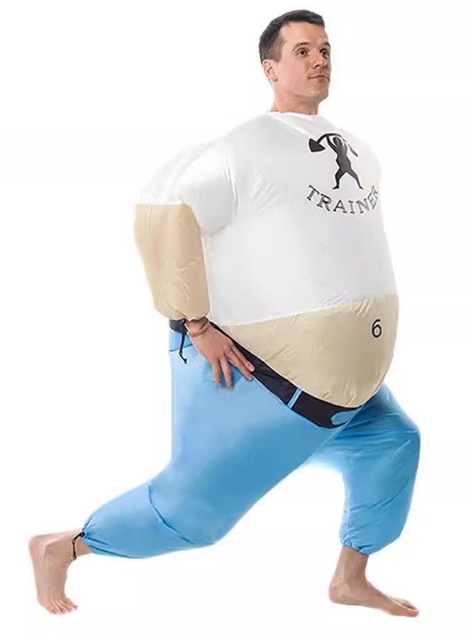 زي المدرب قابل للنفخ للبالغين - انفجر بدلة التمرين - سريع التضخم مع مروحة مدمجة ، 190T بوليستر - لعيد الهالوين ، واللياقة البدنية ، والكوسبلاي والصالة الرياضية - Image 4