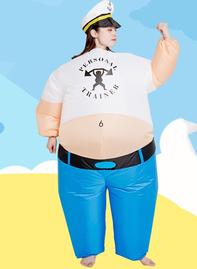 زي المدرب قابل للنفخ للبالغين - انفجر بدلة التمرين - سريع التضخم مع مروحة مدمجة ، 190T بوليستر - لعيد الهالوين ، واللياقة البدنية ، والكوسبلاي والصالة الرياضية - Image 3