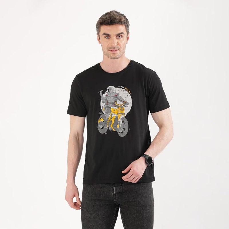 TVS Originals Collection Crew Neck T-Shirt � Bold Street Style, 100% Pure Cotton, Ultra-Soft Comfort, Breathable Anti-Odor Fabric, Skin-Friendly & Long-Lasting Durability for Riders (Racing Black) -L - Image 2