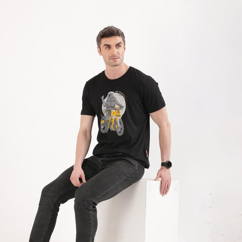 TVS Originals Collection Crew Neck T-Shirt � Bold Street Style, 100% Pure Cotton, Ultra-Soft Comfort, Breathable Anti-Odor Fabric, Skin-Friendly & Long-Lasting Durability for Riders (Racing Black) -L - Image 4