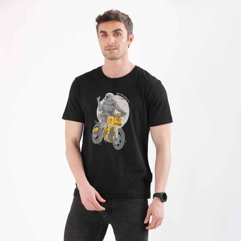 TVS Originals Collection Crew Neck T-Shirt � Bold Street Style, 100% Pure Cotton, Ultra-Soft Comfort, Breathable Anti-Odor Fabric, Skin-Friendly & Long-Lasting Durability for Riders (Racing Black) -L - Image 5