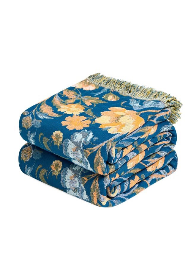 LUTBM Boho Throw Blanket for Couch Sofa Chair Cotton Blankets for Bedroom Living Room All Season Soft Lightweight Reversible Floral Bird Embroidery Throws 50"x60" - Image 1