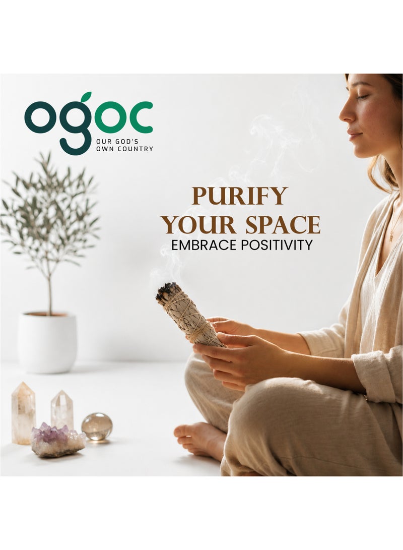 OGOC White Sage Smudge Sticks California Sage Sacred Sage Natural Aromatic Incense Premium Grade Handcrafted Smudge Bundle for Incense Burning Meditation Spiritual Rituals Home Fragrance - Image 5
