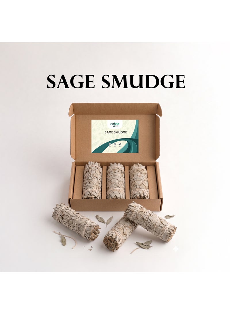 OGOC White Sage Smudge Sticks California Sage Sacred Sage Natural Aromatic Incense Premium Grade Handcrafted Smudge Bundle for Incense Burning Meditation Spiritual Rituals Home Fragrance - Image 1