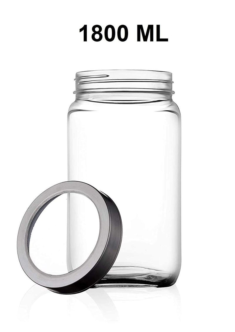 Golden Bird Golden Bird International 1800 ml Cube Glass Jar for Snack Cereal Grocery Grain Storage Jars WIth Metal lid (2 set) - Image 3