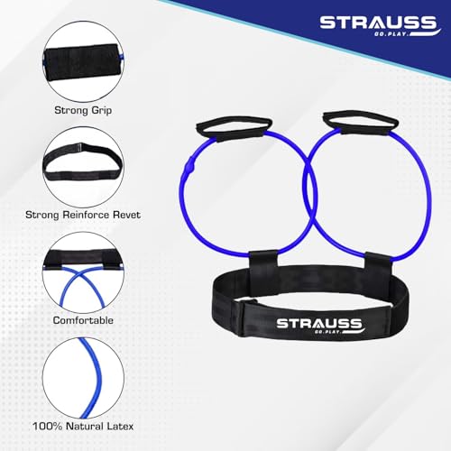 Strauss Resistance Exercise Tube | Resistance Tube for Exercise and Workout | Hip Band for Stretching, Squats, Legs, Thigh, Glutes and Hip Toning Workout | Ideal for Men & Women (Blue) - Image 2