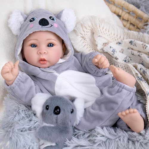 Aori 17 Inch Lifelike Baby Dolls Realistic Doll with Real Life Lightweight Soft Body Grey Outfits for Girls 3 Role Play Adoption Day Photography Prop Collectible - Image 1