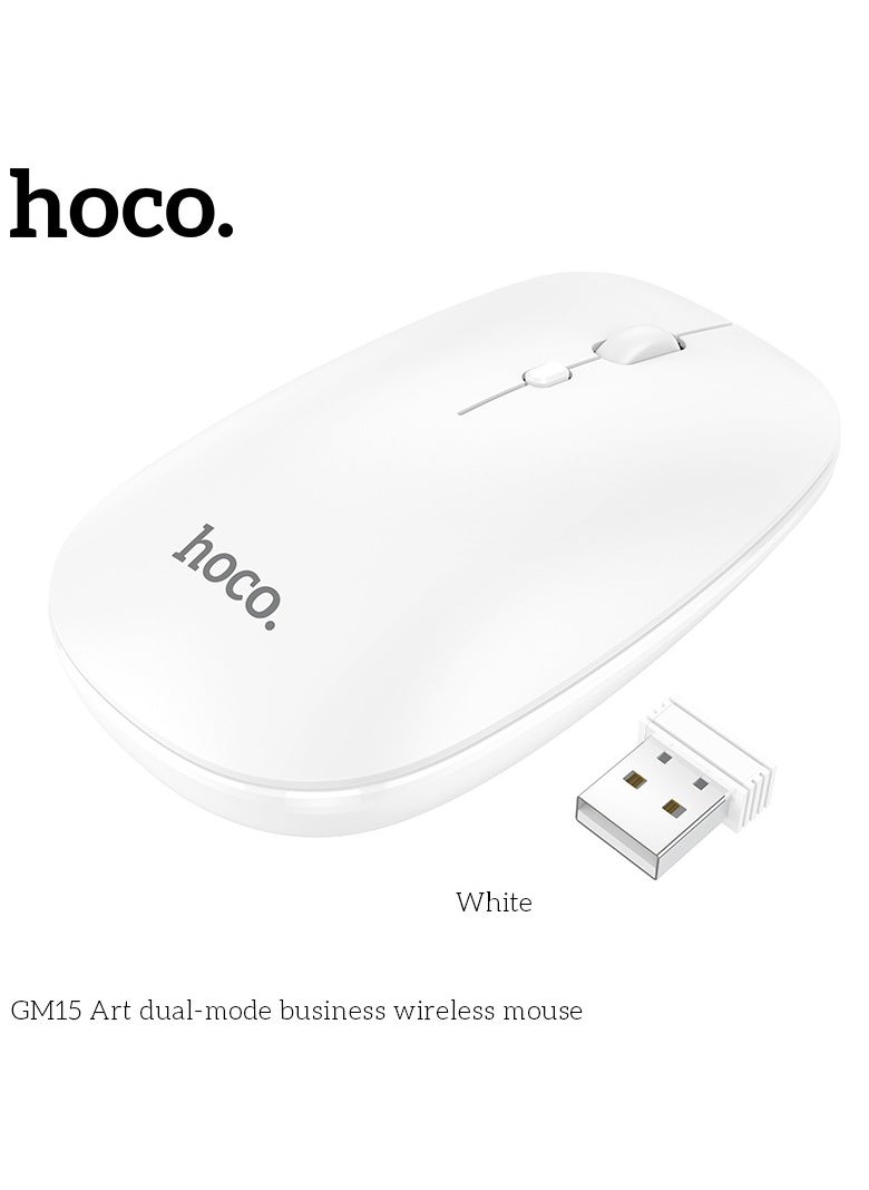 hoco. HOCO GM15 Business USB Wireless Computer Mouse-- 2.4G Dual-Channel with Comfortable Design and Smooth Tracking with PC, Mac, Laptop and Tablets - White  - Image 1