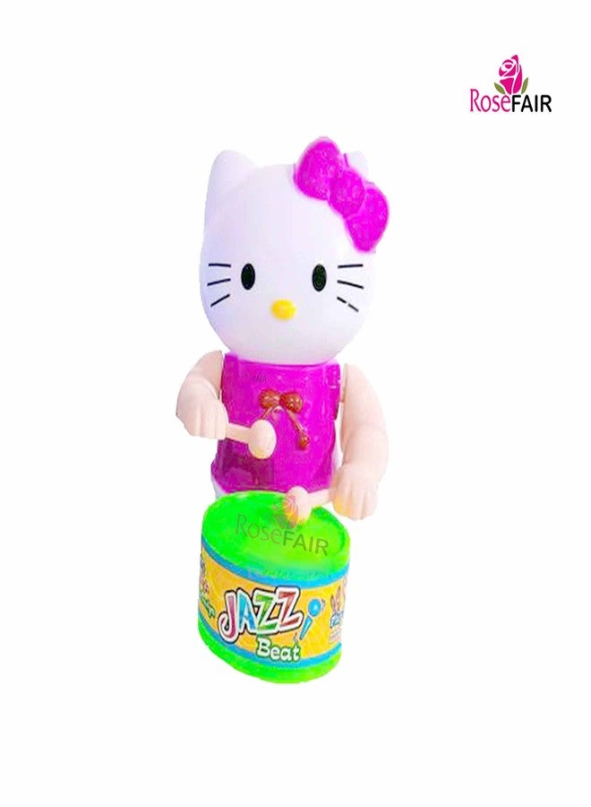 ROSEFAIR Funny Key-Operated Cute Drummer Toy with Drumming and Dancing Action Musical Rattle Toys for Kids, Multicolor (New-Yell Bili-CAT Kitty-) - Image 3