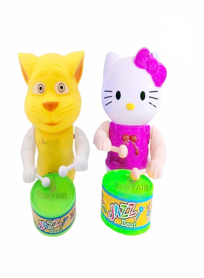 ROSEFAIR Funny Key-Operated Cute Drummer Toy with Drumming and Dancing Action Musical Rattle Toys for Kids, Multicolor (New-Yell Bili-CAT Kitty-) - Image 1