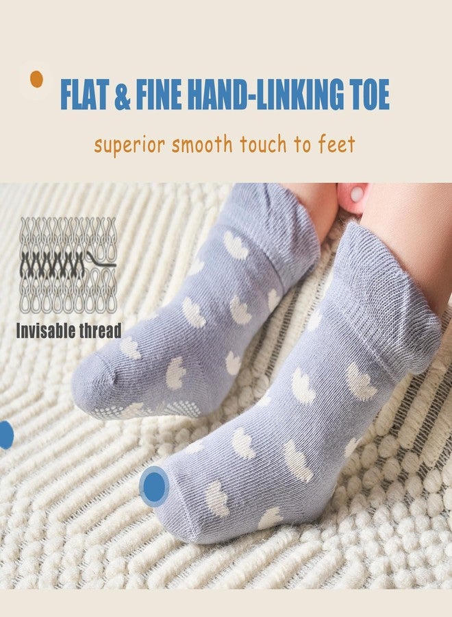 Mardonskey Baby Unisex Cotton Blend Non-Slip Grip Socks, 6 Pack, Cute Floral Hearts, 0-12 Months - Image 2
