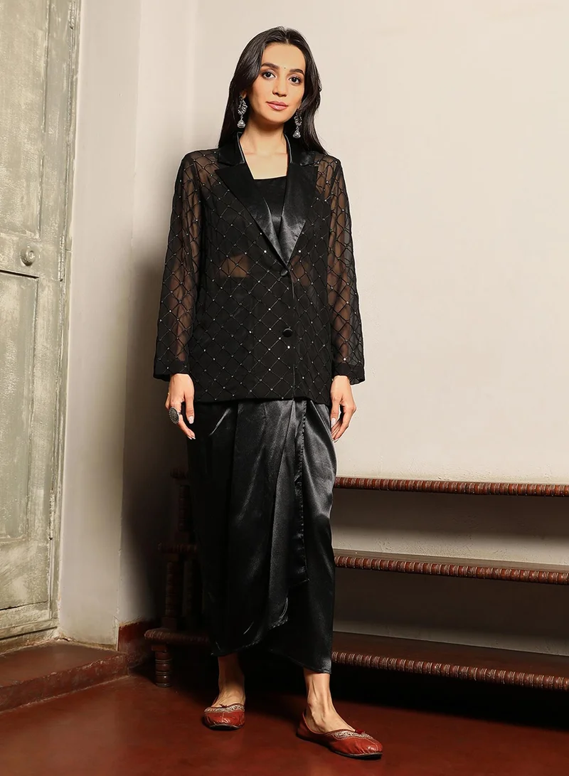  قصة طقم منسق مصمم خصيصًا ومزخرف باللون البني الشوكولاتة للنساء