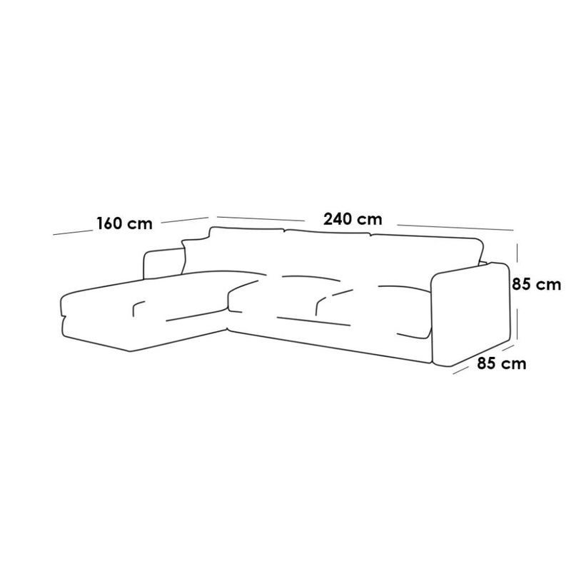 Betak Thai MDF and linen corner sofa - grey - Image 2