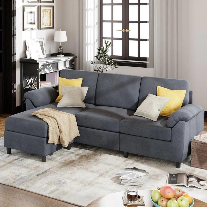 Betak Thai MDF and linen corner sofa - grey - Image 1