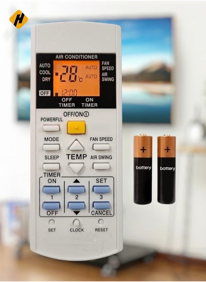 HuHa - Remote Control Compatible with Panasonic Split AC with Backlight (AC-29C) – Battery IncludedWide Compatibility: This remote control is compatible with Panasonic Split Air Conditioners, designed to work seamlessly with your Panasonic AC model for full functionality. - Image 1