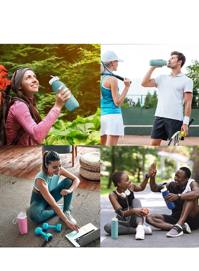 واي آند دي Collapsible Water Bottles 2 Pack BPA Free Silicone Leak-proof Reusable Travel Bottle Lightweight Waterproof for Sport Working Out Camping - Image 5