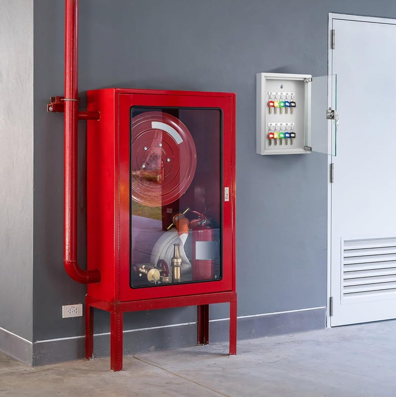 BARSKA Barska Key Lock Key Cabinet with Glass Door Numbered Hooks and Colored Key Tags  - Image 5